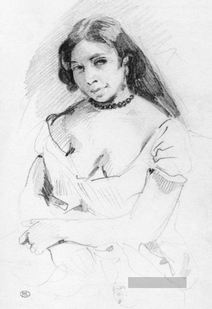 Aspasia Skizze romantischer Eugene Delacroix Ölgemälde